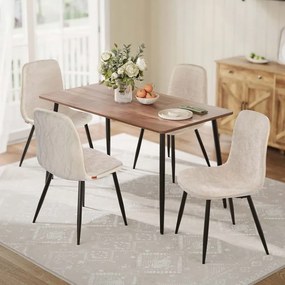 Conjunto de 4 cadeiras de sala de jantar em tecido 55 x 43,5 x 85,5 cm branco creme