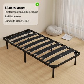 Estrutura de cama 90 x 190 cm (COLCHÃO NÃO INCLUIDO), cama individual com base de ripas em madeira maciça e pés, com espaço de arrumação por baixo, pr