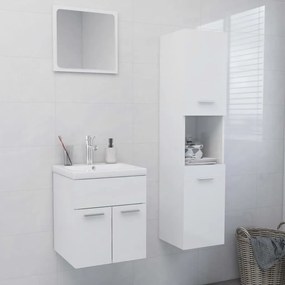 vidaXL Conj. de móveis de casa de banho contraplacado branco brilhante