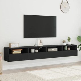 Móveis parede p/ TV 2 pcs 100x30x30 cm derivados madeira preto