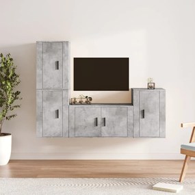 vidaXL Conjunto móveis de TV 4 pcs madeira processada cinzento cimento