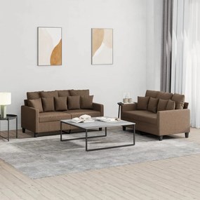 3201651 vidaXL 2 pcs conjunto de sofás com almofadões tecido castanho