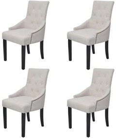 Cadeiras de jantar 4 pcs tecido cinzento creme