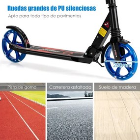 Trotinete dobrável com luzes LED para crianças Guiador com altura ajustável  93 x 43 x 91-106 cm Preto