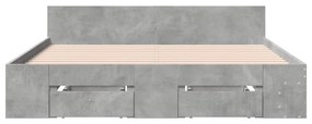 Estrutura de cama c/ gavetas derivados de madeira cinza-cimento