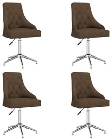 vidaXL Cadeiras de jantar giratórias 4 pcs tecido castanho