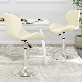 vidaXL Cadeiras de jantar giratórias 2 pcs veludo cor creme