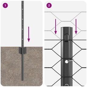 Postes de Cerca vidaXL 11 pcs U-Channel Cinza 60 cm Aço, Cerca Hexagon