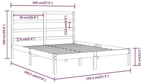 Cama sem colchão 140x190 cm madeira de pinho maciça