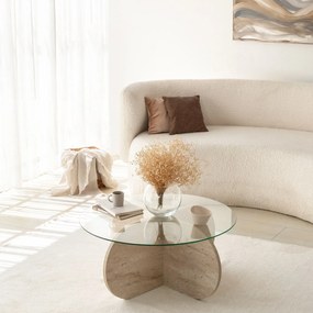 Mesa de Centro Bubble – Travertino – Diâmetro 75 cm, Altura 35 cm