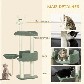 PawHut Árvore Arranhador para Gatos Torre para Gatos Altura 123cm com