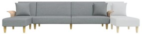 Sofá-cama em forma de L 279x140x70 cm tecido cinzento-claro