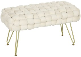 Banco Capri – 76x38x41,5 cm – Creme – Estofado em Veludo com Pés Metál
