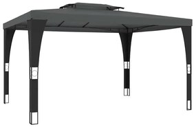 Gazebo com telhado duplo 3,98x2,98 m aço antracite
