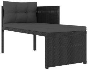 4 pcs conjunto lounge para jardim vime PE preto