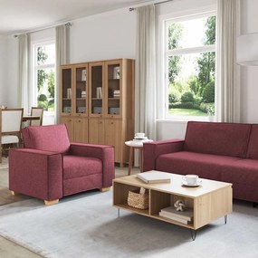 Conjunto de Sofá de 3 Peças com Almofadas Vermelho Vinho