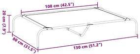 Cama para cães elevada 130x80x20 cm Textilene e aço cinzento