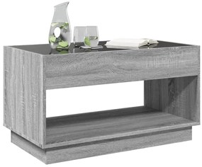 Mesa de centro luzes LED Infinity 90x50x50 cm cinzento sonoma