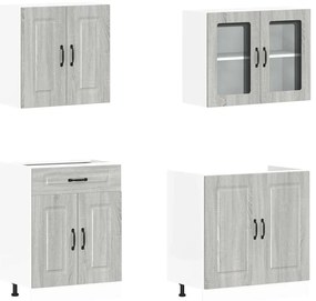 4 peças armário de cozinha conjunto Kalmar cinza sonoma