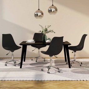 vidaXL Cadeiras de jantar giratórias 4 pcs tecido preto