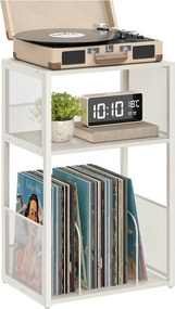 Armario para gira-discos 30 x 43 x 69 cm com 3 prateleiras para um máximo de 100 álbuns branco vintage