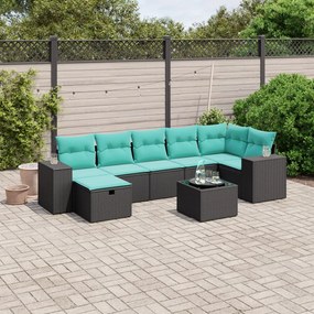 vidaXL 8 pcs conjunto de sofás p/ jardim c/ almofadões vime PE preto