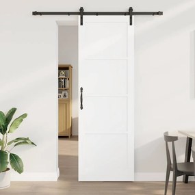 Porta Deslizante vidaXL com Conjunto de Hardware Branca 78x232 cm Madeira Sólida de Pinho