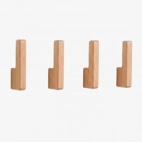 Pack De 4 Cabides De Parede Em Madeira Zanter Madeira De Manga - Sklum