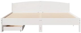 Cama sem colchão 180x200 cm madeira de pinho maciça branco