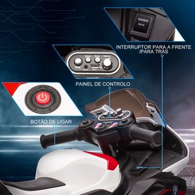 Mota Elétrica BMW HP4 para Crianças Acima de 18 Meses Mota de Bateria 6V com Música USB Velocidade 2,5km/h Avance e Retrocesso Carga Máxima 30kg 82,5x