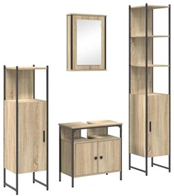 Conjunto de Móveis para Banheiro 4 pcs Carvalho sonoma