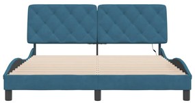 Estrutura de cama c/ luzes LED 160x200 cm veludo azul