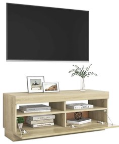 Móvel de TV com luzes LED 100x35x40 cm carvalho sonoma