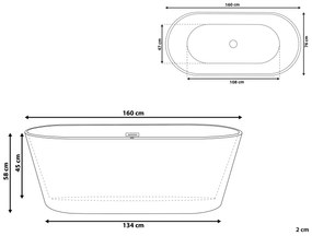 Banheira autónoma em acrílico branco 160 x 80 cm HAVANA Beliani