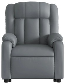 Poltrona massagens reclinável elevatória couro artif. cinzento
