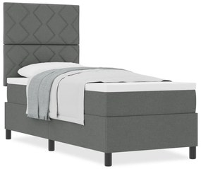 Cama Box Spring com Colchão Cinza Escuro 80x200 cm Tecido