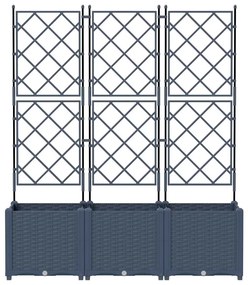 Jardineira com Treliça 3 pcs Cinza 120x40x143 cm