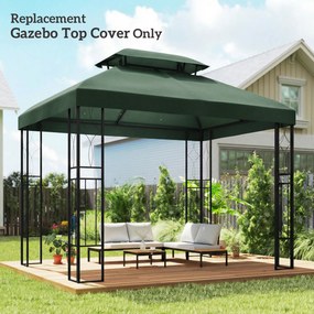 Toldo de Substituição 4x3 m com Teto Duplo Orifícios de Drenagem e Proteção UV Apenas Toldo (NÃO INCLUI ESTRUTURA)  Verde