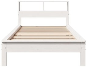 Cama com estante sem colchão 90x200 cm pinho maciço branco