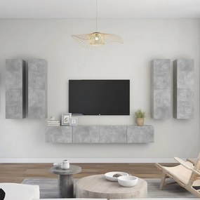 vidaXL 6 pcs conjunto de móveis de TV derivados madeira cinza cimento