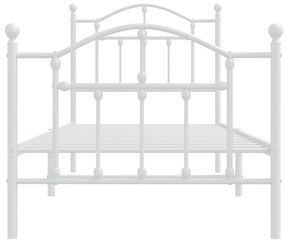 Estrutura de cama com cabeceira e pés 90x200 cm metal branco