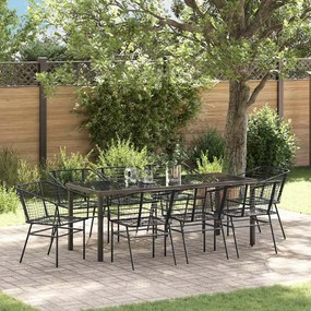 vidaXL Conjunto de Jantar Jardim de 9 Peças Preto em Rattan Sintético