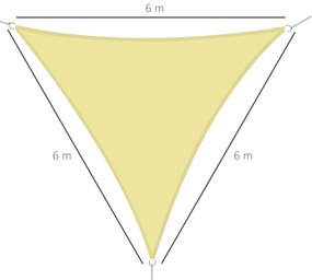 Vela de Sombra Triangular 6x6x6 m Toldo Vela de Poliéster com Proteção