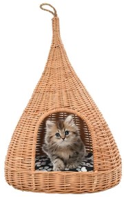 Ninho para gatos tipi c/ almofadão 40x60 cm salgueiro genuíno