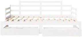 Sofá-cama com gavetão e gavetas sem colchão 90x190 cm branco
