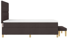 Cama Box com Colchão e Banco vidaXL Marrom Escuro 140x190 cm Tecido