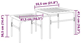 Mesas de centro de encastrar p/ jardim 2 pcs aço preto/castanho