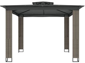 Gazebo com telhado duplo 2,94x2,94 m aço antracite