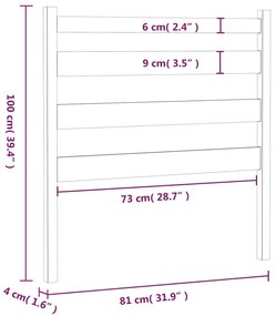 Cabeceira de cama 81x4x100 cm pinho maciço