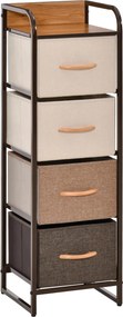 Cómoda de Tecido com 4 Cestos Removíveis e Dobráveis Base Elevada Móvel de Armazenamento para Dormitório Sala de Estar 31x29x99cm Multicor